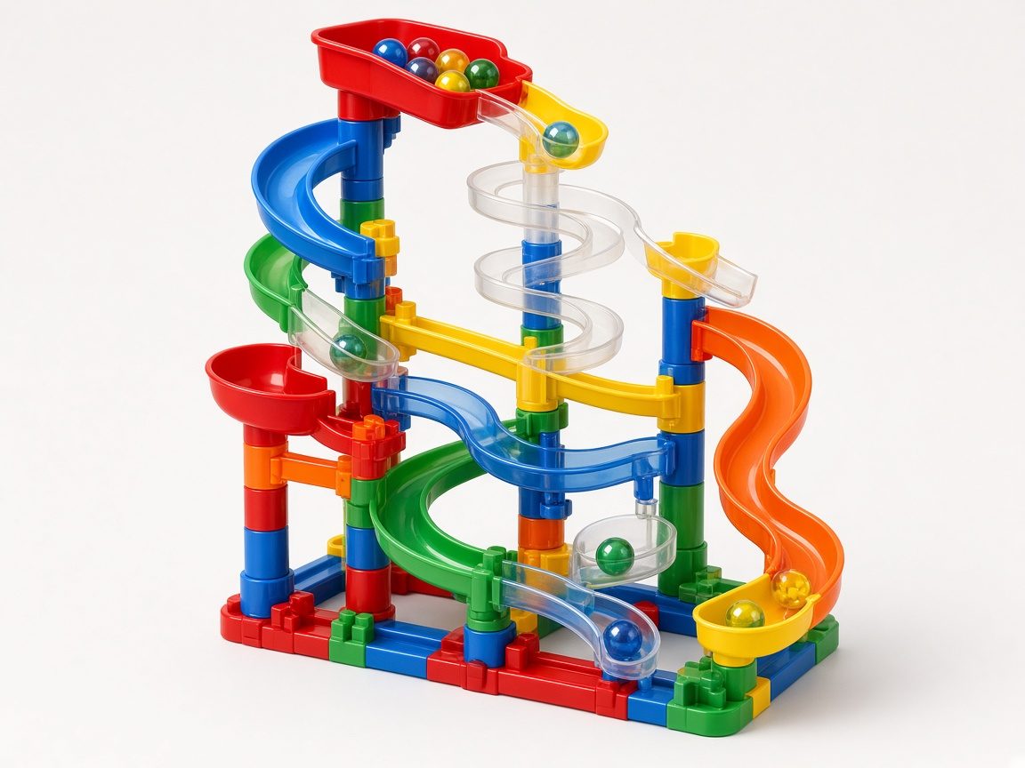 Circuit à billes en plastique coloré assemblé