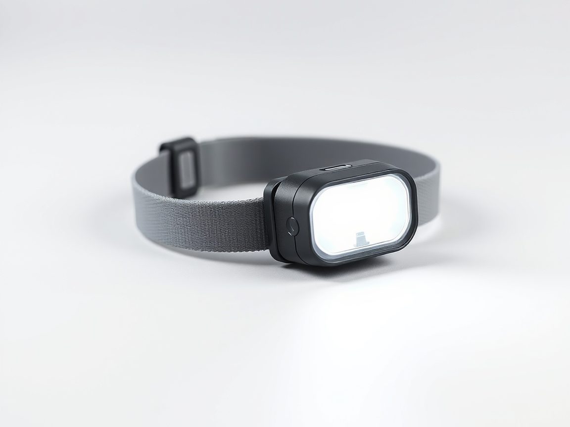 Lampe frontale LED rechargeable avec bandeau gris